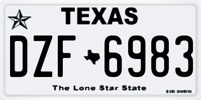 TX license plate DZF6983