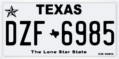 TX license plate DZF6985