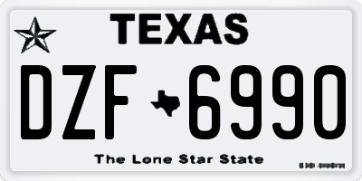 TX license plate DZF6990
