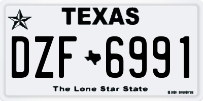 TX license plate DZF6991