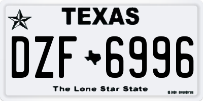 TX license plate DZF6996