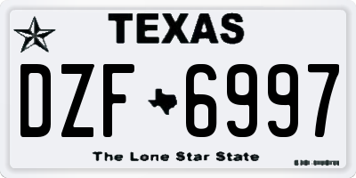 TX license plate DZF6997