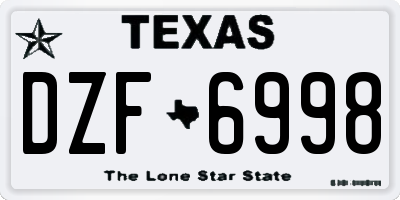 TX license plate DZF6998