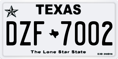 TX license plate DZF7002