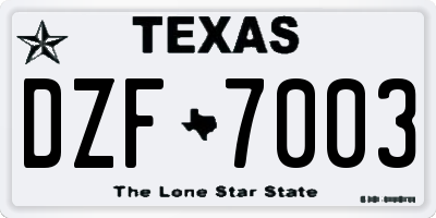 TX license plate DZF7003