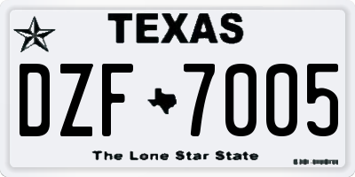 TX license plate DZF7005