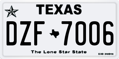 TX license plate DZF7006