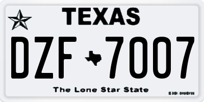 TX license plate DZF7007