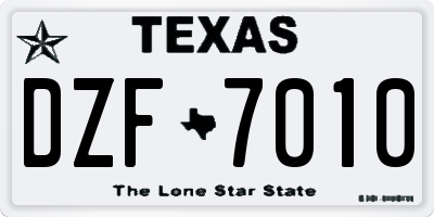 TX license plate DZF7010