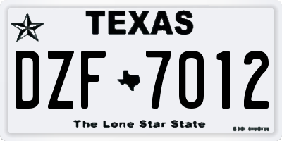 TX license plate DZF7012