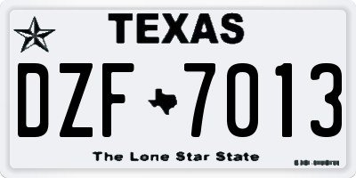 TX license plate DZF7013