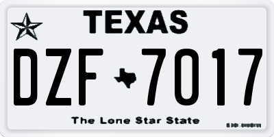 TX license plate DZF7017