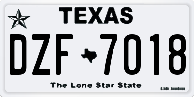 TX license plate DZF7018