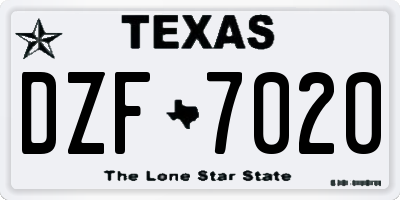 TX license plate DZF7020
