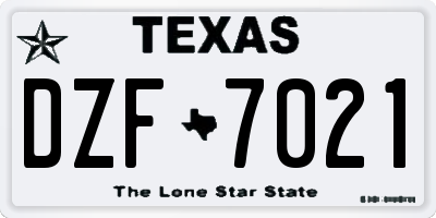 TX license plate DZF7021