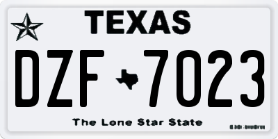 TX license plate DZF7023