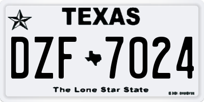 TX license plate DZF7024