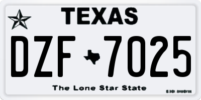 TX license plate DZF7025