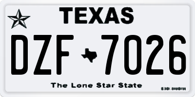 TX license plate DZF7026