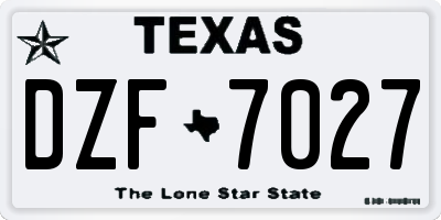 TX license plate DZF7027