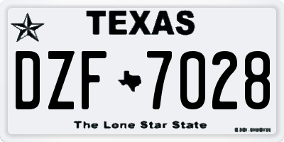 TX license plate DZF7028