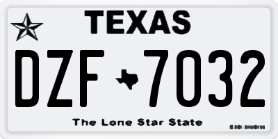 TX license plate DZF7032