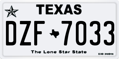 TX license plate DZF7033