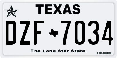 TX license plate DZF7034