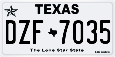 TX license plate DZF7035
