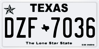 TX license plate DZF7036