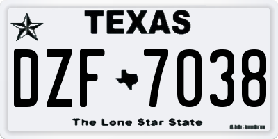 TX license plate DZF7038