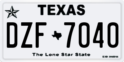 TX license plate DZF7040