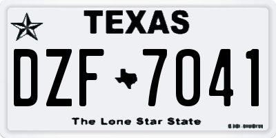 TX license plate DZF7041