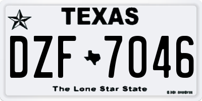 TX license plate DZF7046