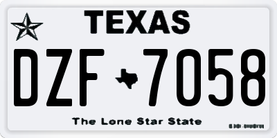 TX license plate DZF7058