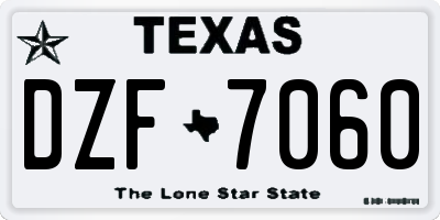 TX license plate DZF7060