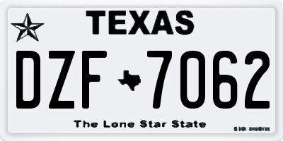 TX license plate DZF7062
