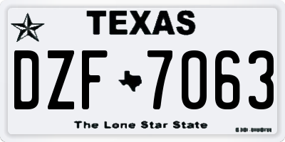TX license plate DZF7063