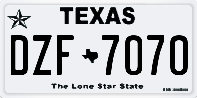 TX license plate DZF7070