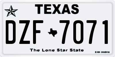 TX license plate DZF7071