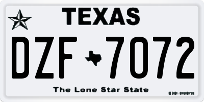 TX license plate DZF7072