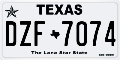 TX license plate DZF7074
