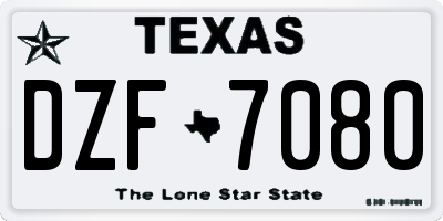 TX license plate DZF7080