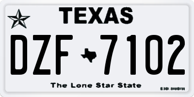 TX license plate DZF7102