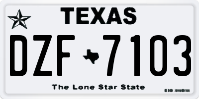 TX license plate DZF7103
