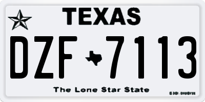 TX license plate DZF7113