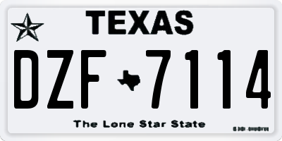 TX license plate DZF7114