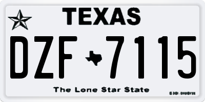 TX license plate DZF7115