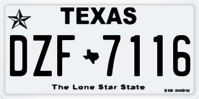 TX license plate DZF7116