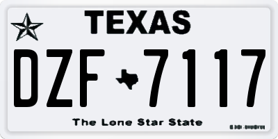 TX license plate DZF7117